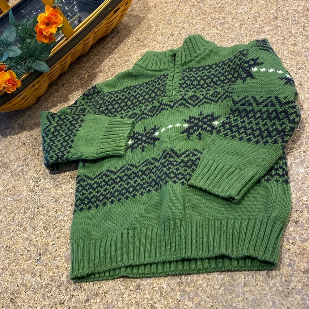 Gymboree Kids Pullover Partial Zip Sweater Green Blue Size 3